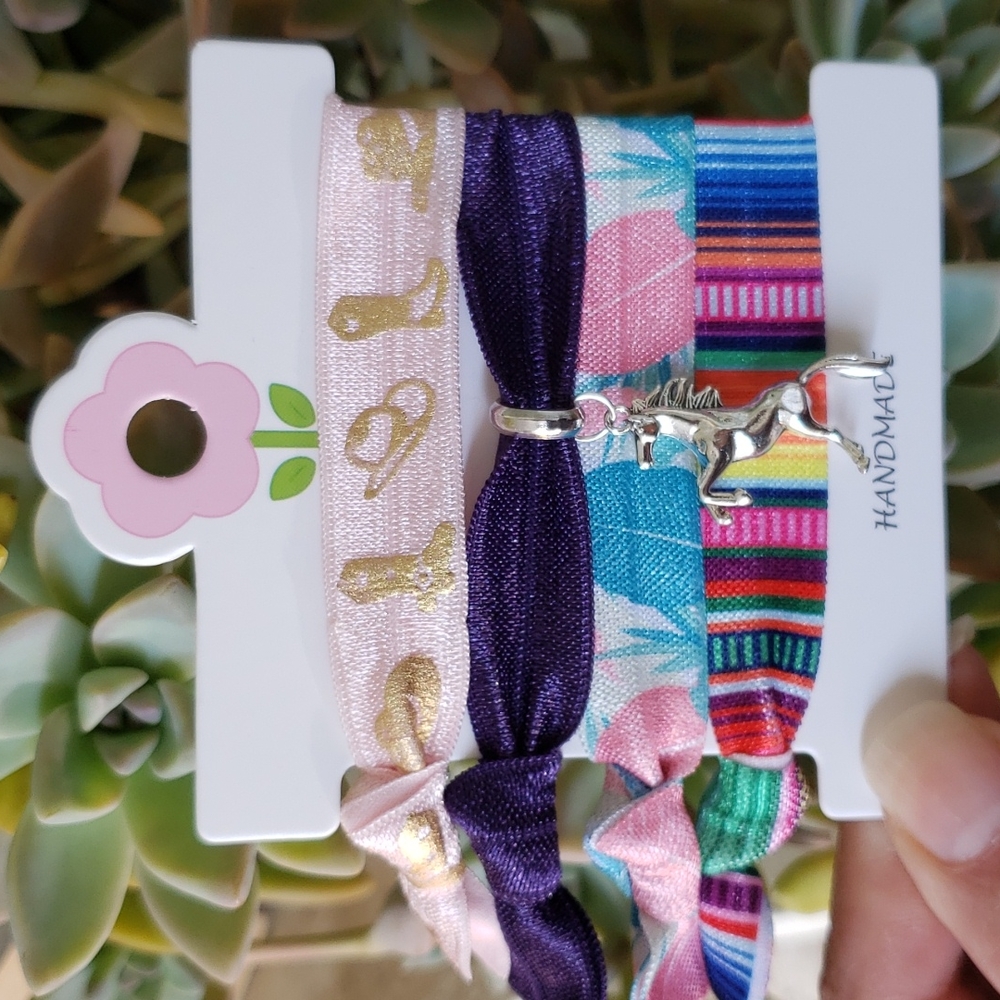 Bucking Horse Hair Ties Serape Hair Ties Leaf Hair Ties Cowgirl Boots Vaquera - Picture 1 of 9